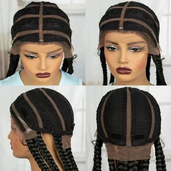 28" Front Lace Braided Wig - Knotless Box Braids, Natural Baby Hair, Adjustable, - Picture 6 of 8